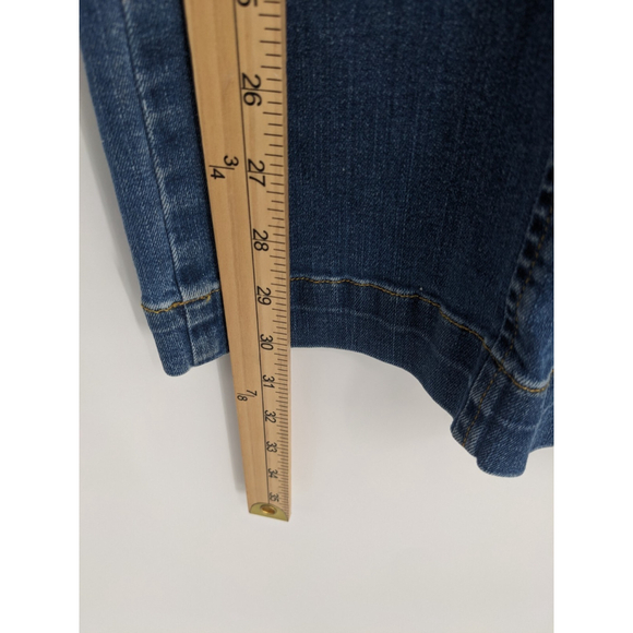 Spanx Jeans Womens Medium Blue Seamed Front Wide Leg Denim Stretch Pants Comfort - Picture 12 of 12